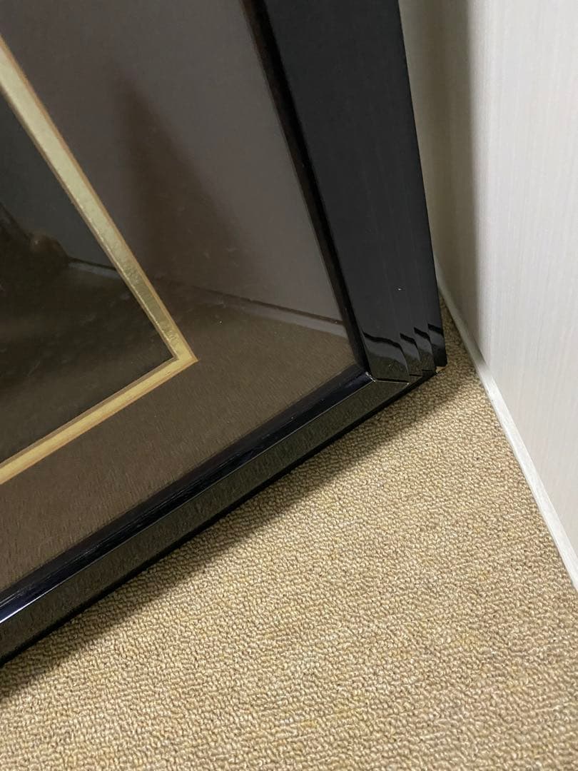 シルクスクリーン リトグラフ　エルテ　煙草を吸う女黒フレーム