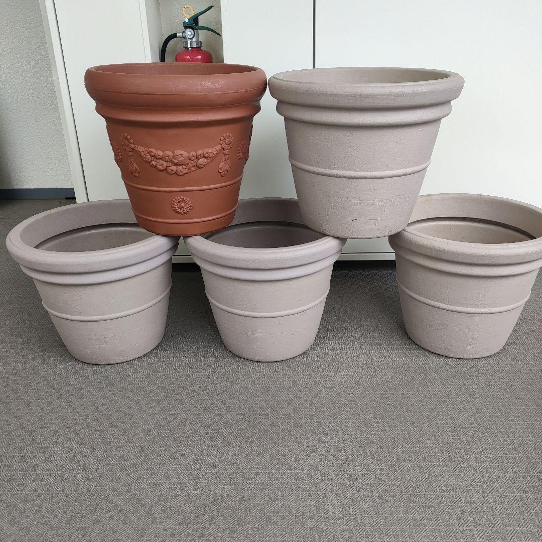 プラスチック製鉢 5個セット テラコッタ・ライトベージュ