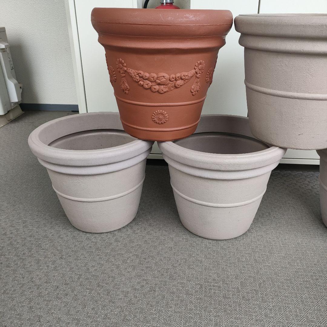 プラスチック製鉢 5個セット テラコッタ・ライトベージュ