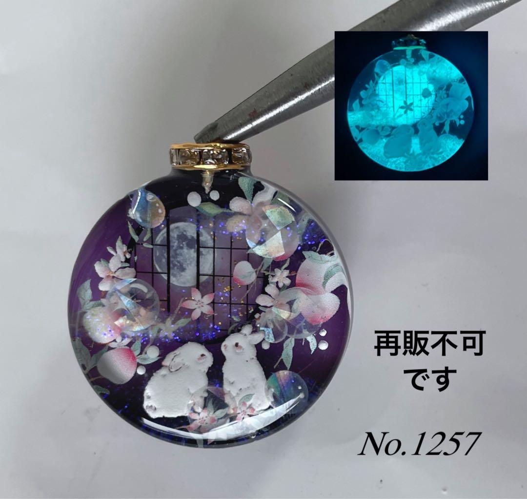 RUKURUKU/夢の国のうさぎ　お城　薔薇　蓄光　オルゴナイトネックレス