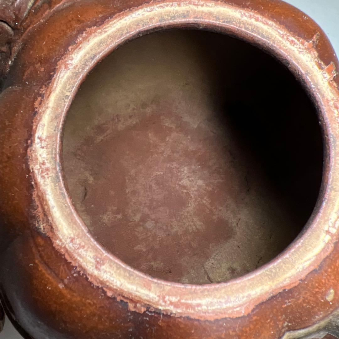 中国古玩　在銘　朱泥急須D 幅約17㎝　東Y8-0311①