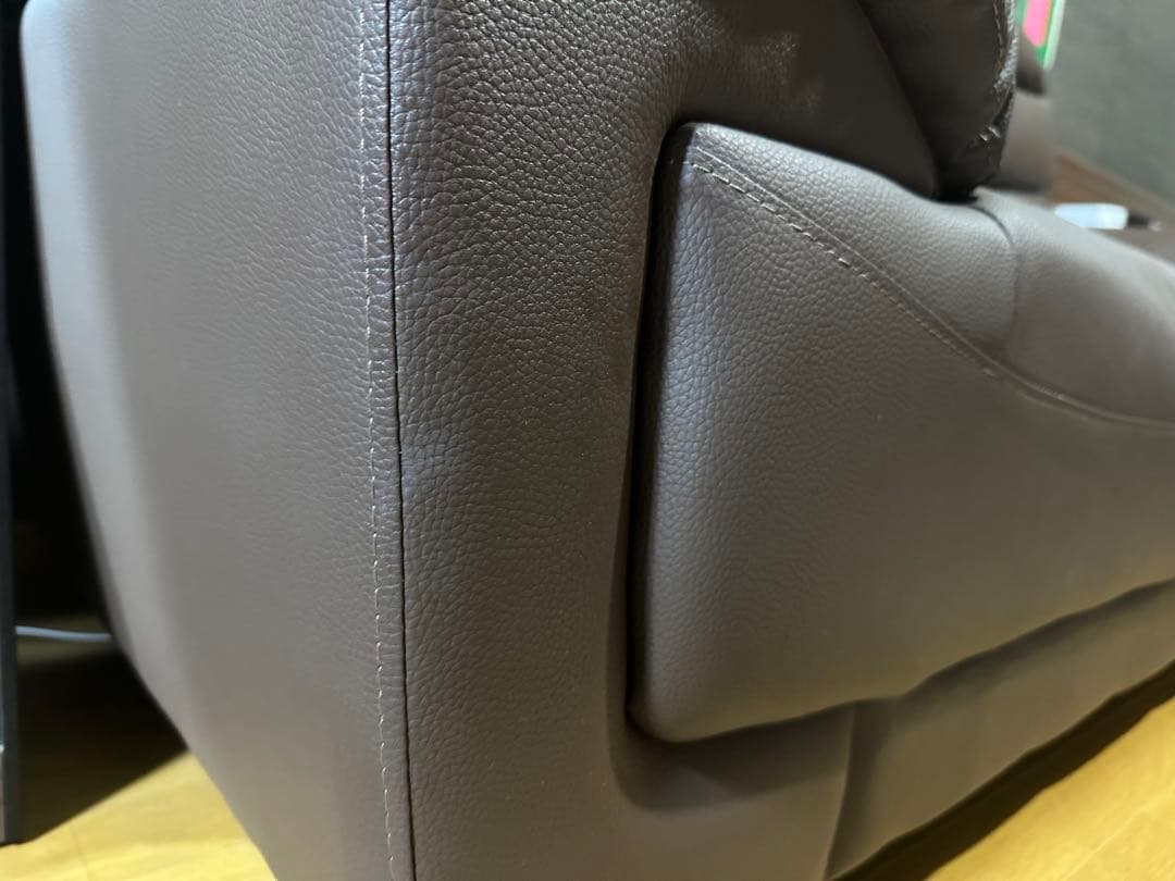 【美品】大川家具 牛革2-3人掛けソファ ブラウン
