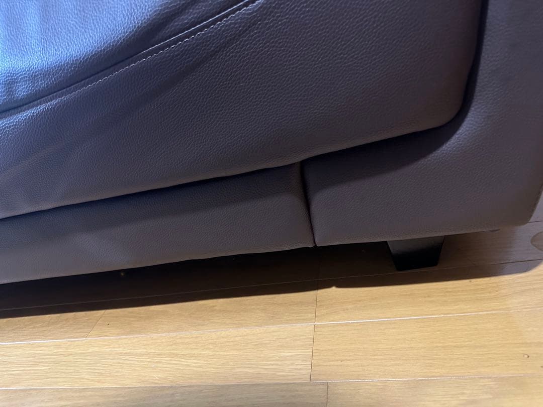 【美品】大川家具 牛革2-3人掛けソファ ブラウン