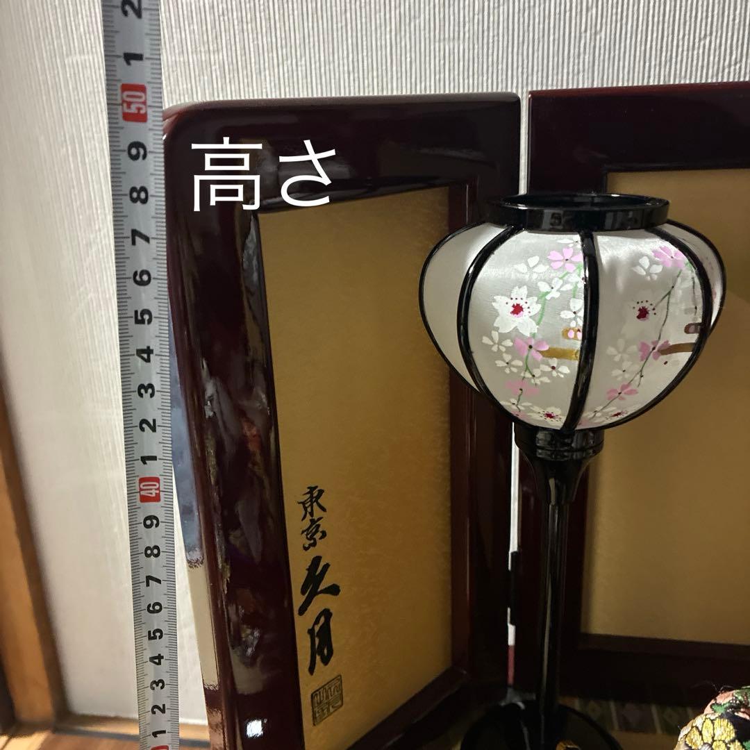 【美品】東京久月 雛人形セット 親王飾り 収納ケース付き 桜刺繍 木製