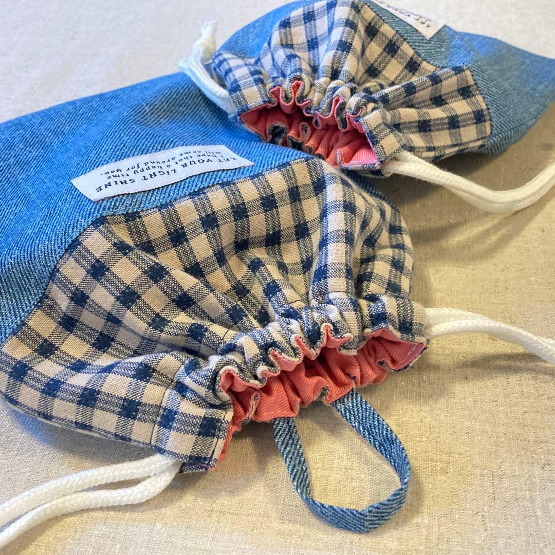 入園入学5点セット　デニム調　ピンク　シンプル　ネームタグ付き　女の子　匿名配送