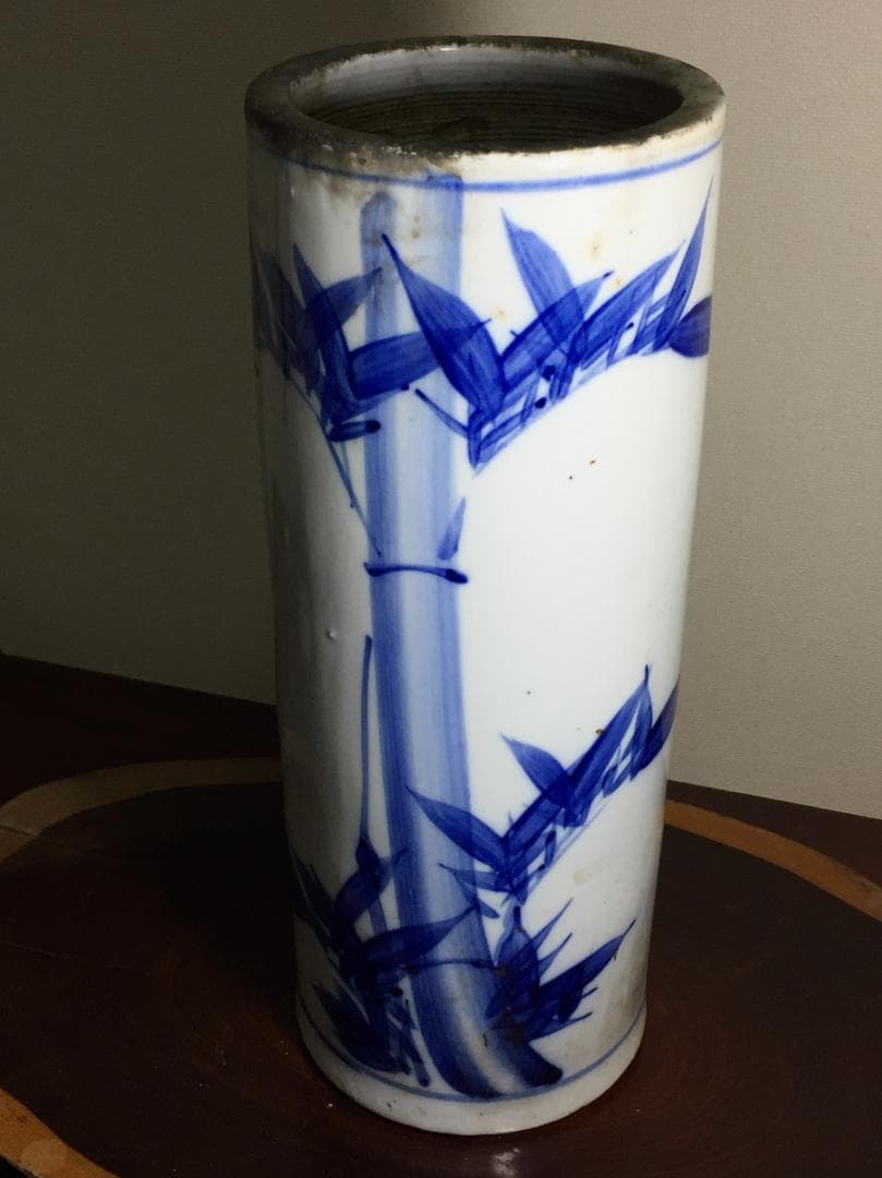 時代染付竹紋花瓶 花瓶 花生 古美術品 極まる美しさ 侘び寂び