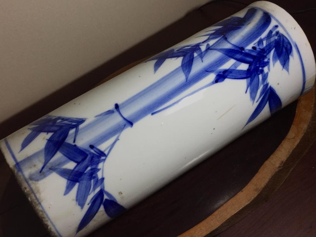 時代染付竹紋花瓶 花瓶 花生 古美術品 極まる美しさ 侘び寂び