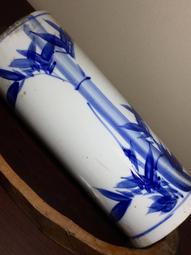 時代染付竹紋花瓶 花瓶 花生 古美術品 極まる美しさ 侘び寂び