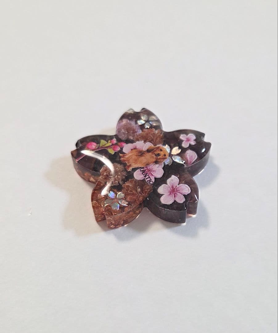 ダックスフンドちゃん桜アクセサリー✨天然石とドライフラワー入り