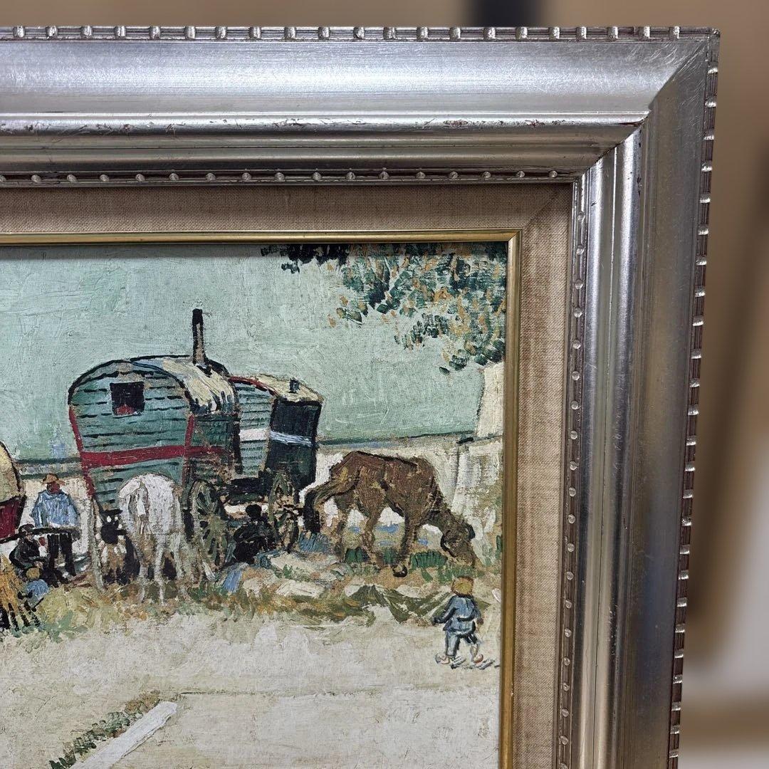 家馬車・ジプシーの野営　フィンセント・ファン・ゴッホ　額縁あり　複製画