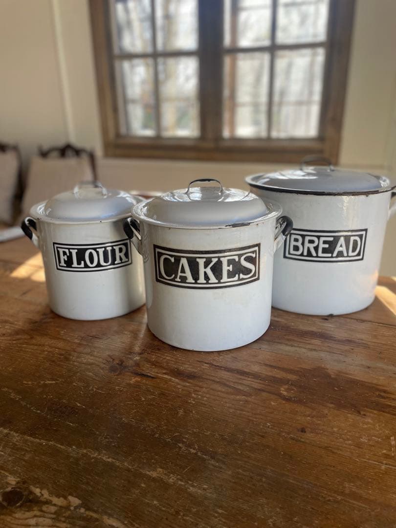 激レア　アンティークホーロー　3個セット