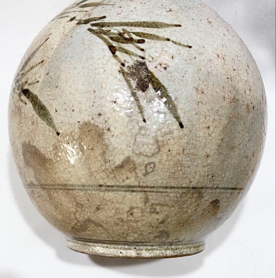 古唐津／レトロな唐津系 黒牟田　“鉄絵草花文大徳利\"