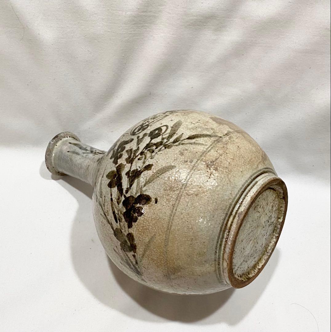 古唐津／レトロな唐津系 黒牟田　“鉄絵草花文大徳利\"