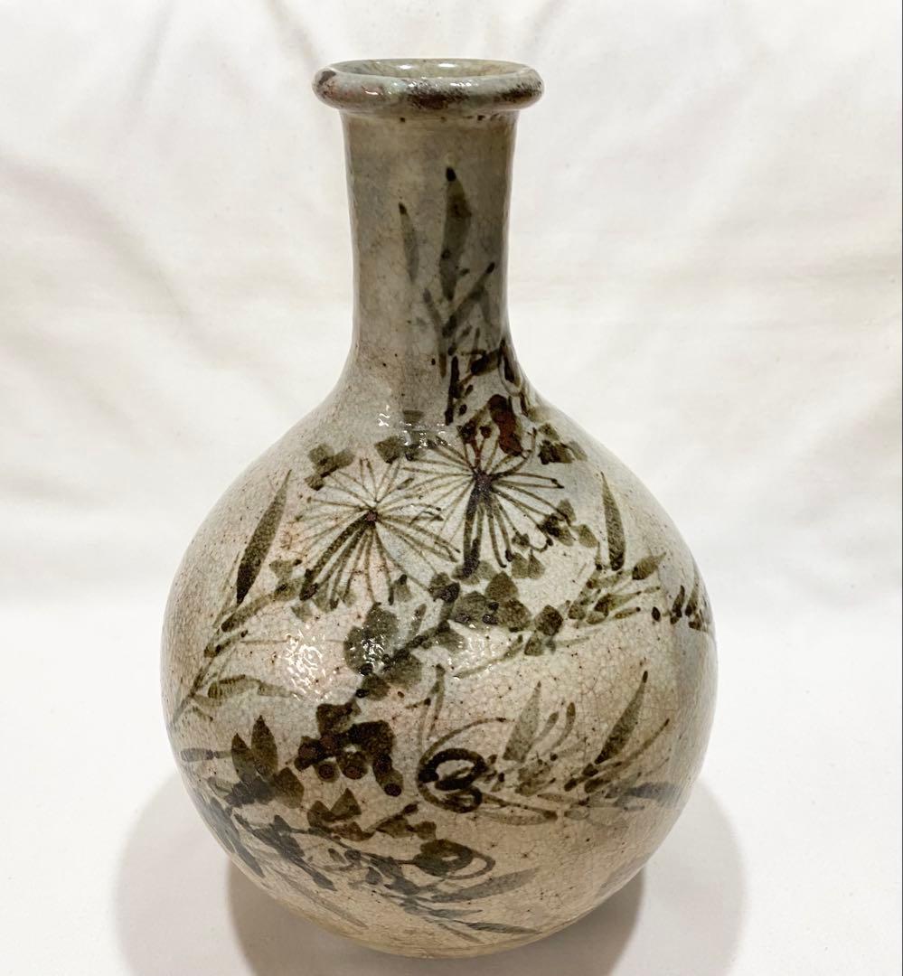 古唐津／レトロな唐津系 黒牟田　“鉄絵草花文大徳利\"