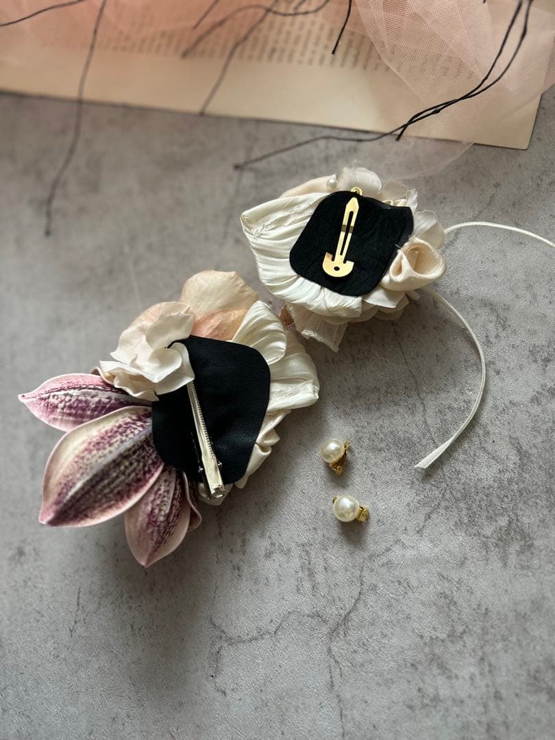 きらめくロゼット様♡儚いオフホワイトピンク系