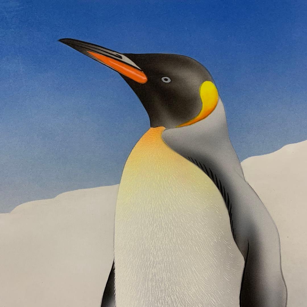 美品 掛け軸 耕一作 ペンギン図 共箱 動物