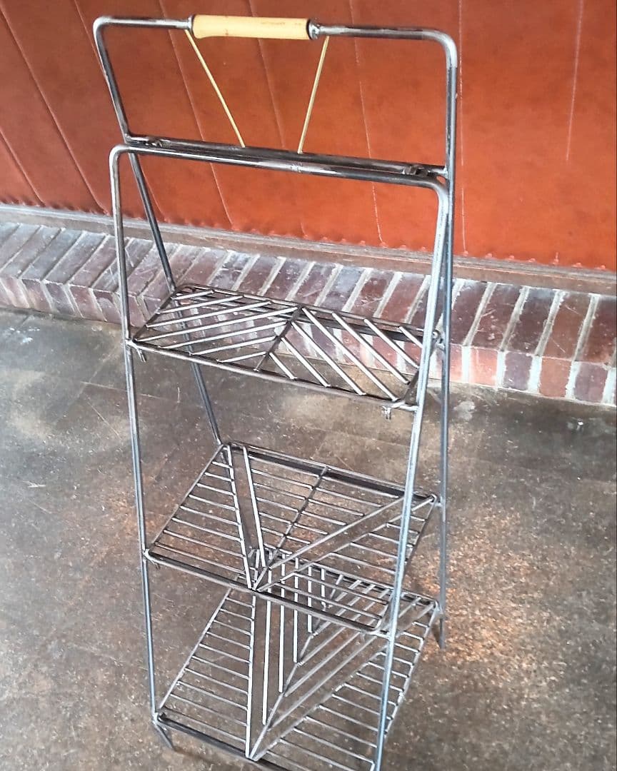 ​ 鉄×竹×真鍮の3段ラック ボタニカル V字メッシュ 蜜蝋仕上げ