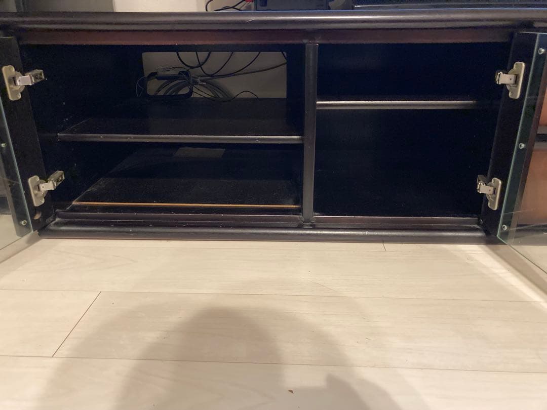 木製テレビ台 ダークブラウン 引き出し付き