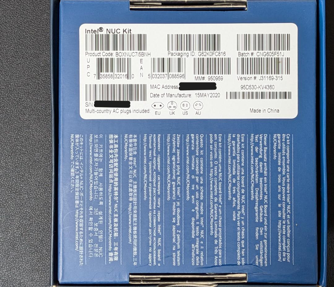 Intel NUC Core i5 ミニPC メモリ16GB SSD2TB