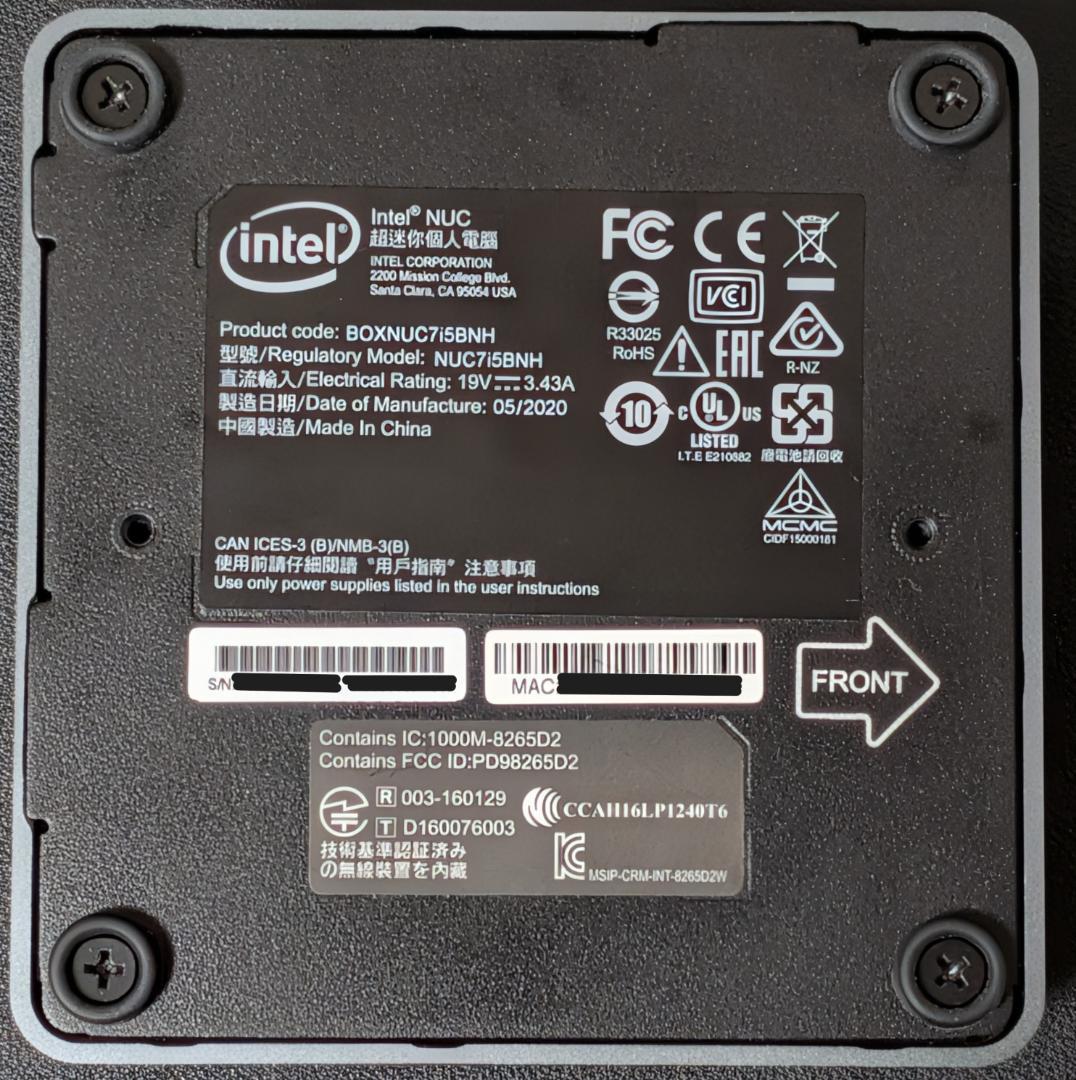 Intel NUC Core i5 ミニPC メモリ16GB SSD2TB