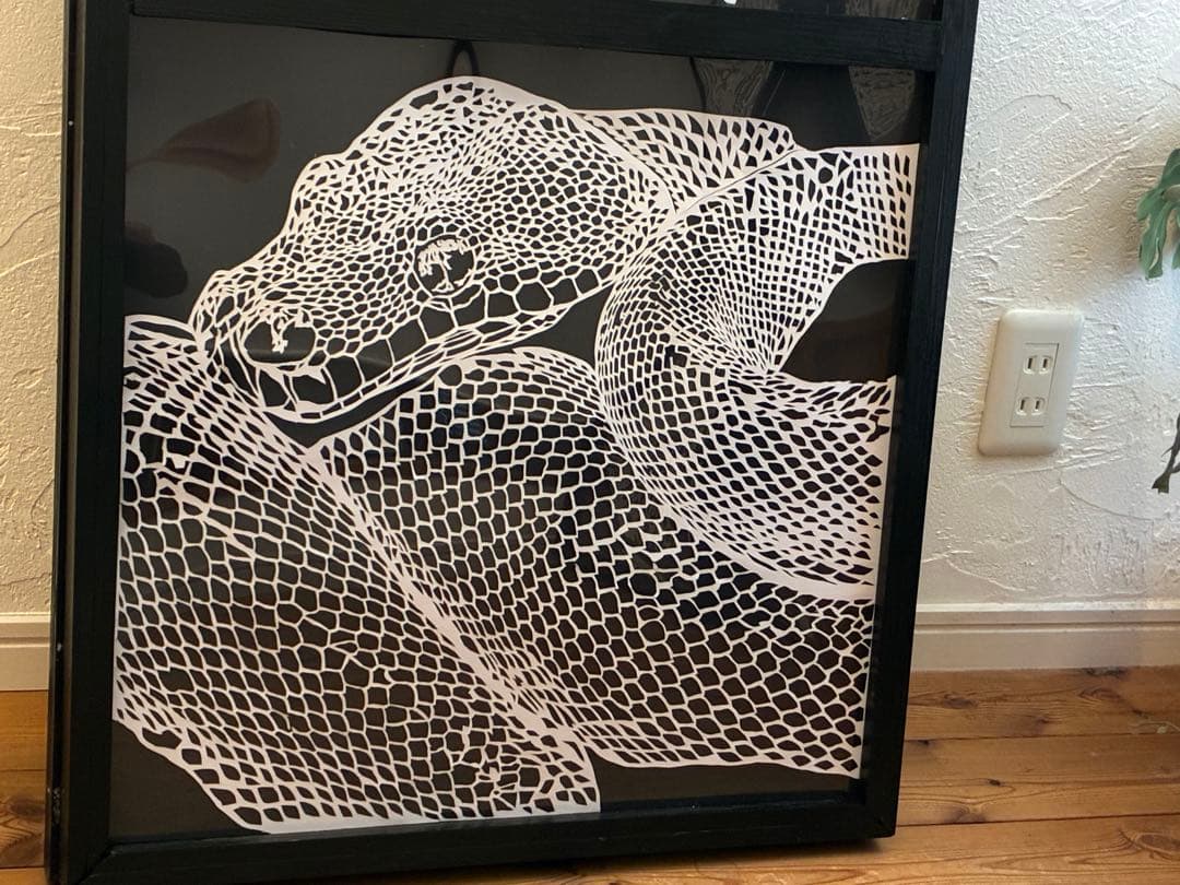 【ハンドメイド】切り絵 アート コウモリ＆蛇　大きい　切り絵本体のみオーダー可能