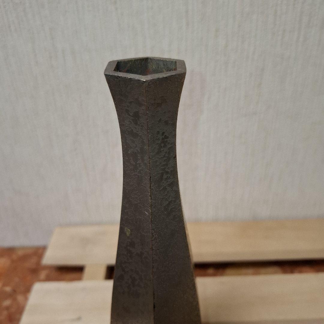 【共箱付】鋳金師 木村浄雲作 宣徳銅 六角花瓶 花生 華道具