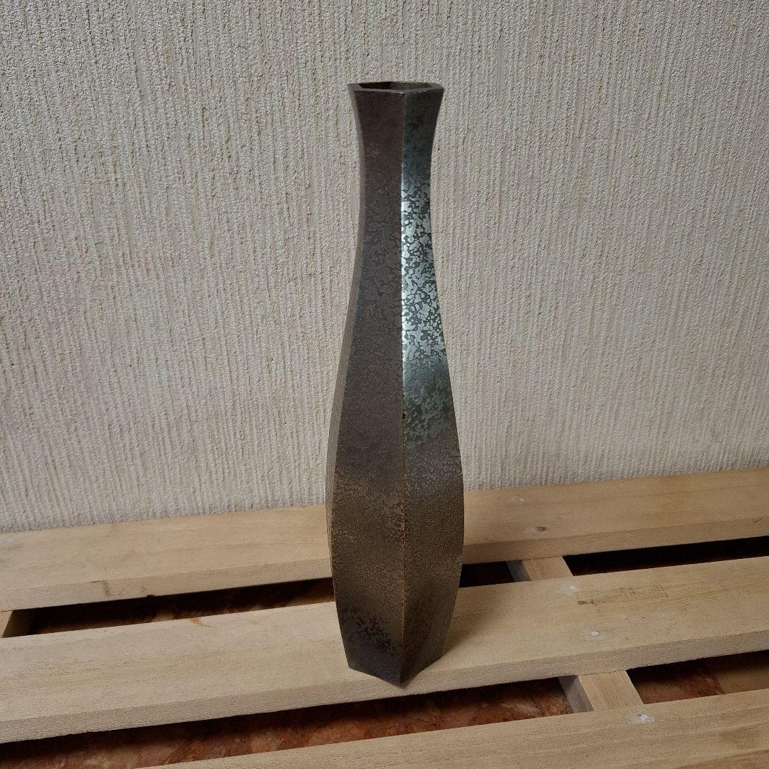 【共箱付】鋳金師 木村浄雲作 宣徳銅 六角花瓶 花生 華道具
