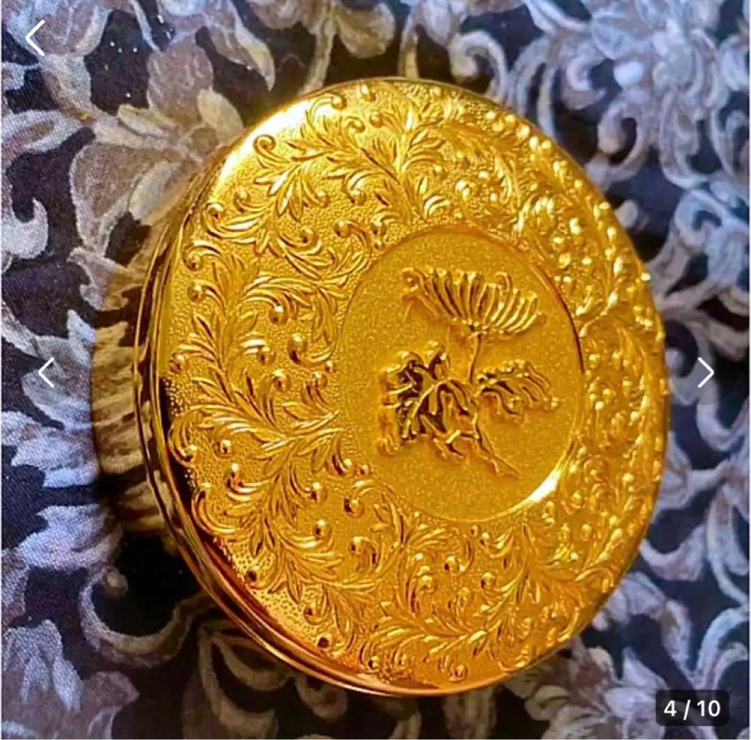 金運爆上げ　鍍金直径6.6cm高級鍍金仏塗香入れ(金属) 蓮の華　小物入れ