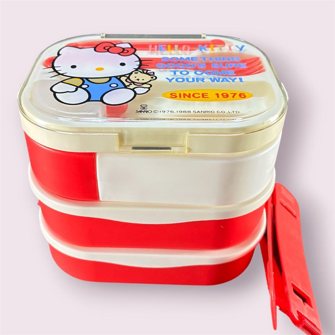 【レトロ】ハローキティ ランチボックス 2段 水筒付き 希少 当時物 サンリオ