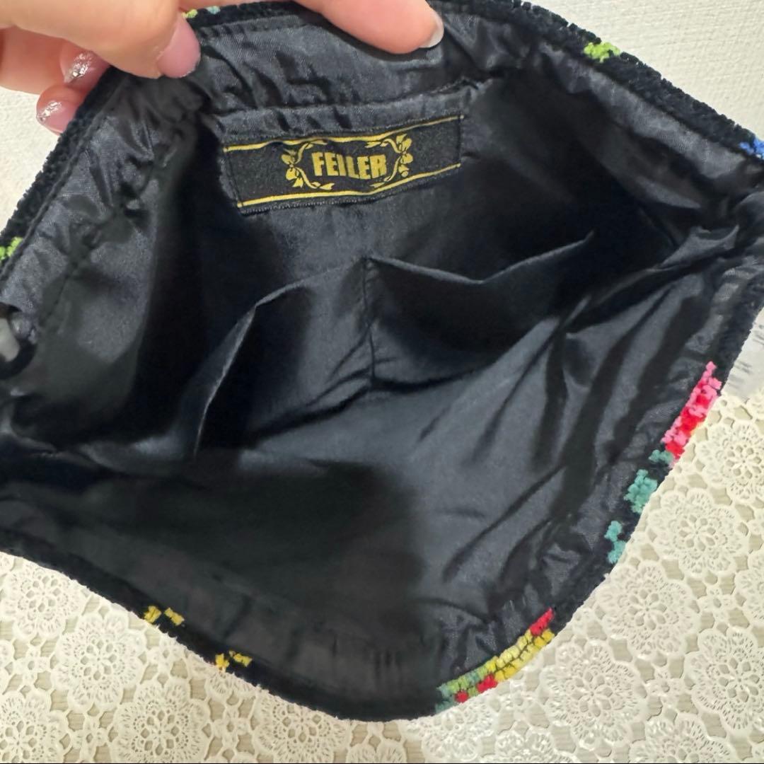 新品未使用 FEILER フェイラー ハイジ 巾着 ポーチ 小物入れ ブラック