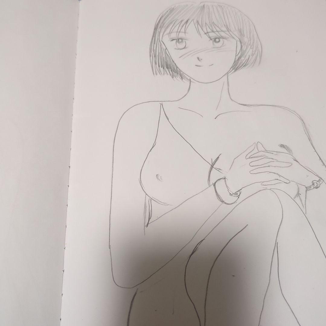 セミヌード女性イラスト A4サイズ