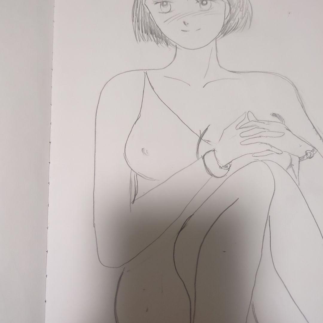 セミヌード女性イラスト A4サイズ