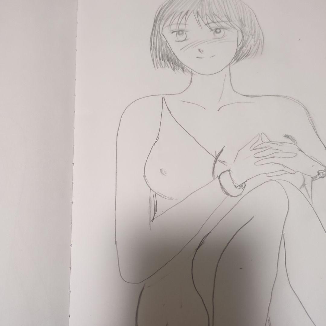 セミヌード女性イラスト A4サイズ