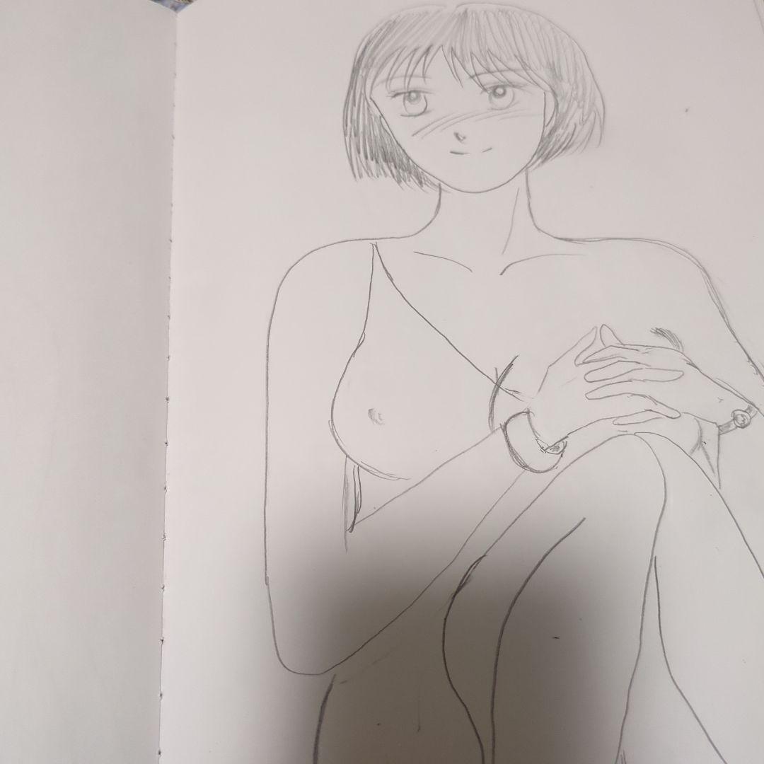 セミヌード女性イラスト A4サイズ