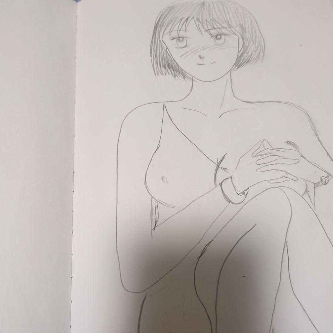 セミヌード女性イラスト A4サイズ