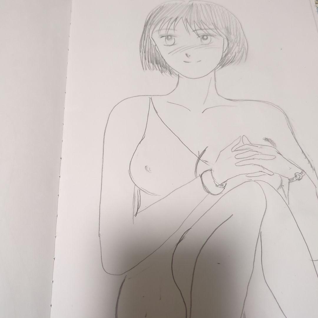 セミヌード女性イラスト A4サイズ