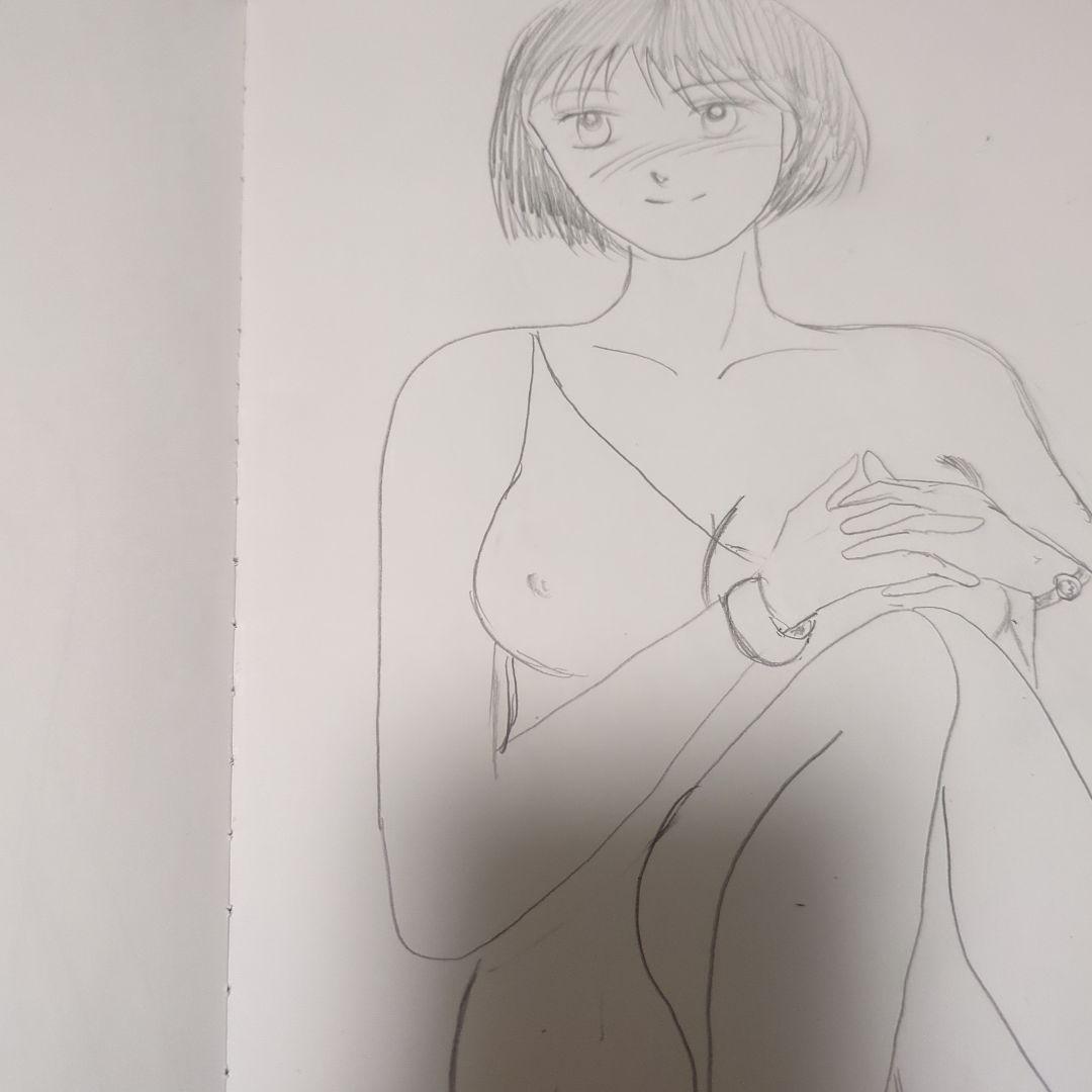 セミヌード女性イラスト A4サイズ