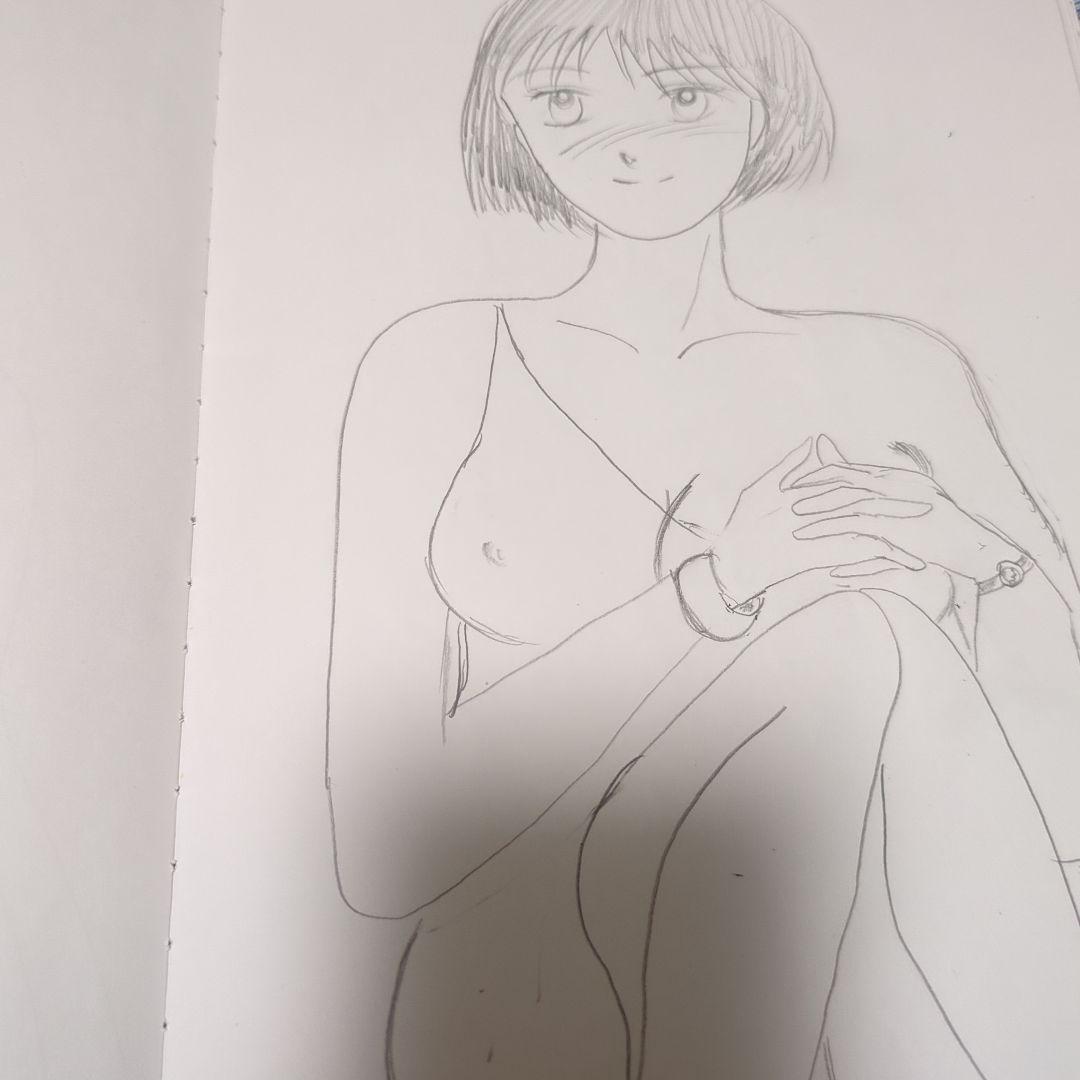 セミヌード女性イラスト A4サイズ