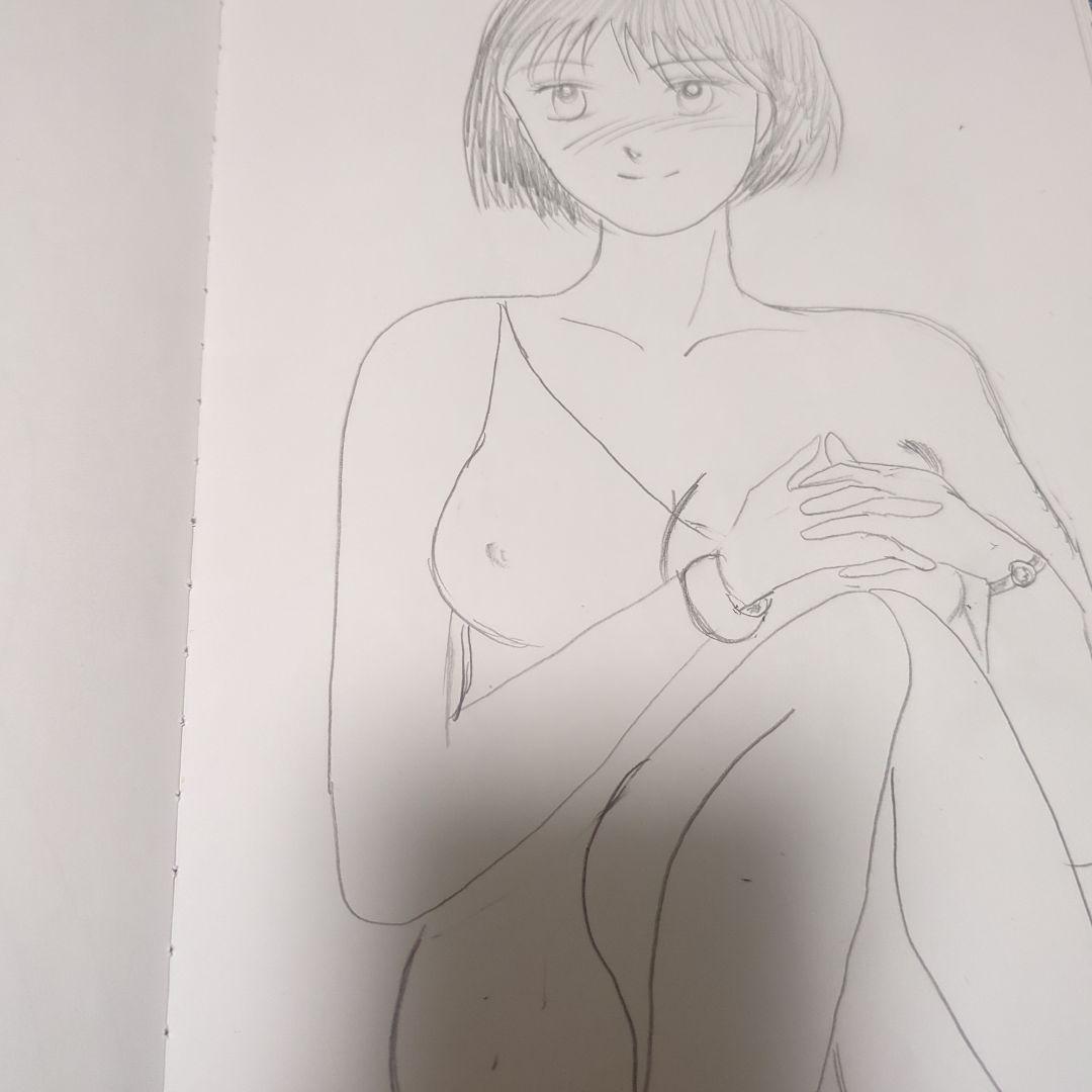 セミヌード女性イラスト A4サイズ