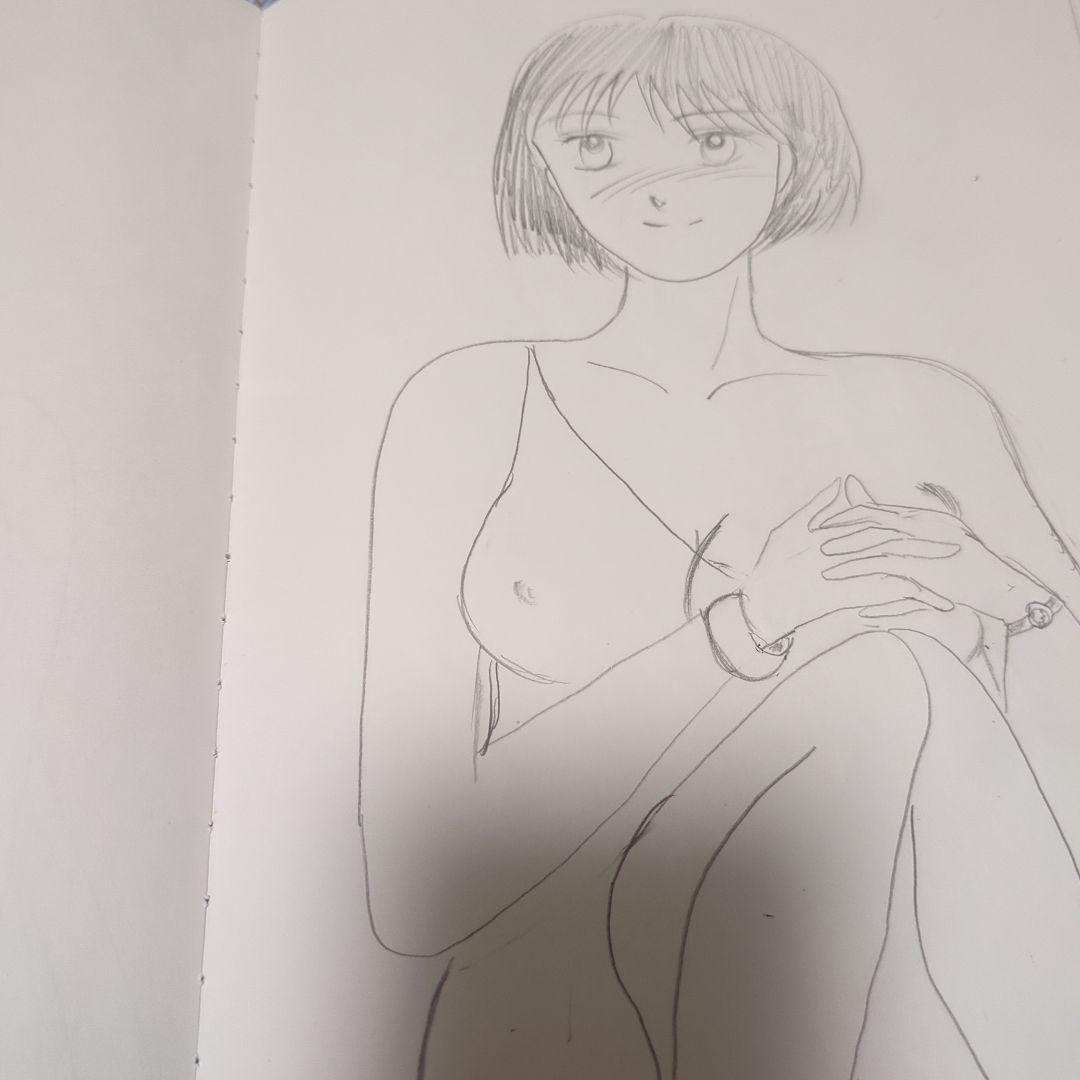 セミヌード女性イラスト A4サイズ