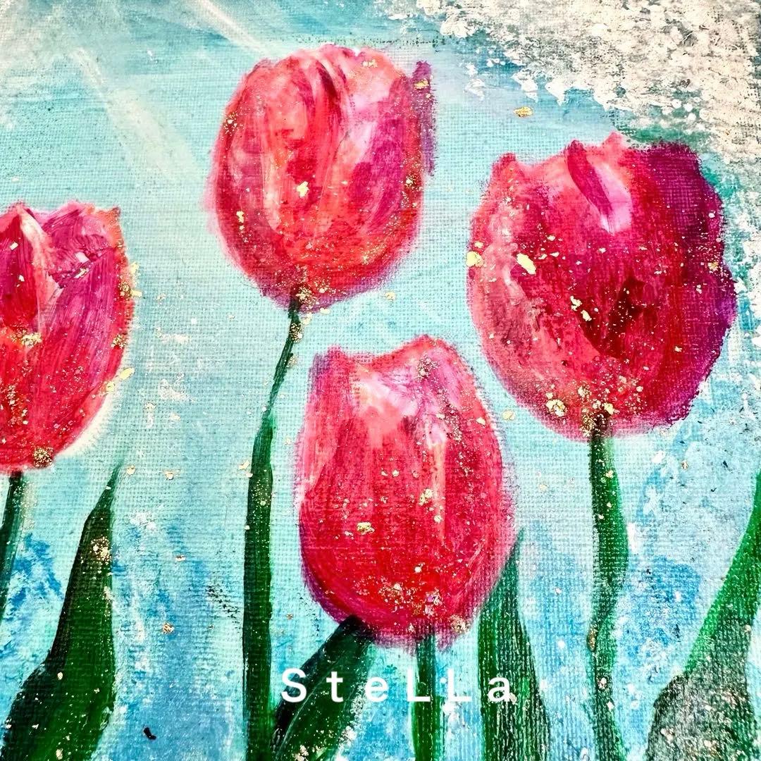 原画　フラワーアート　花の絵　絵　現代アート　絵画　北欧アート　おしゃれ　アート