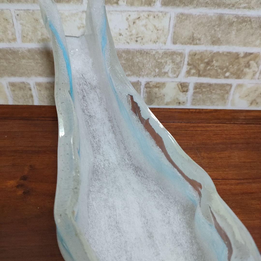 反り型 舟形 気泡 ガラス花器 花瓶 生花 池坊 自由花 華道