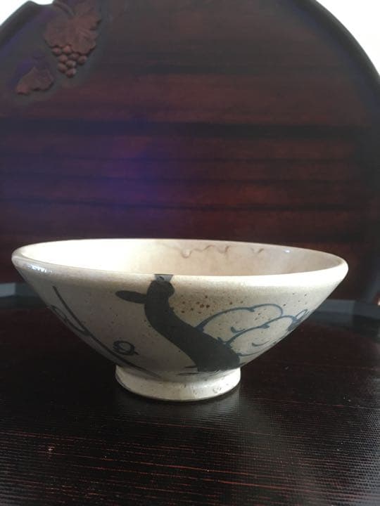 茶碗　古美濃茶碗 白梅図 御本手 時代物　　　平茶碗（書付箱入）