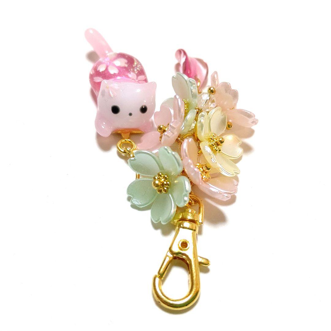 専用商品K-10062 じゃれ猫チャーム(桜)