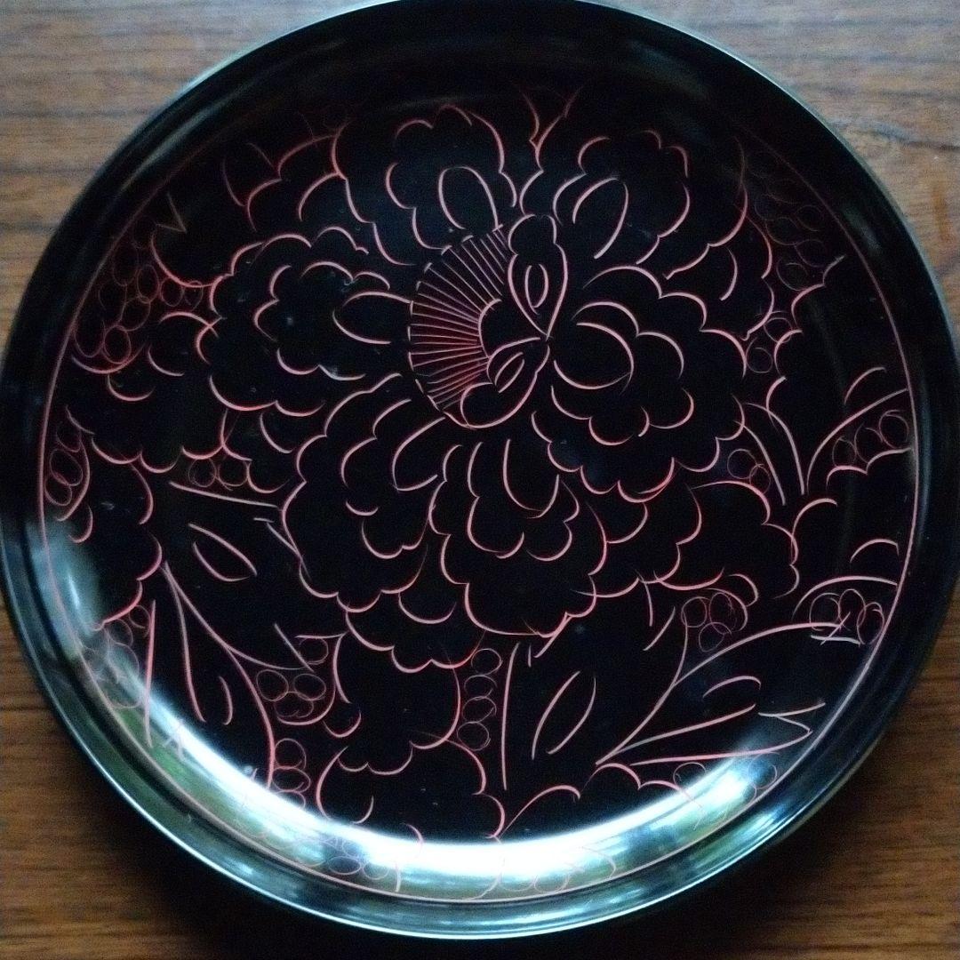 ☆新品☆越前塗 牡丹彫り 茶托 ・銘々皿揃い