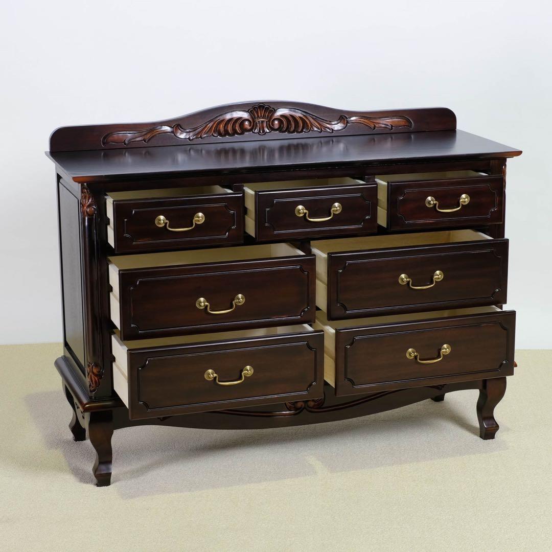 H 新品 アンティーク調 チェスト 110cm タンス リビング収納 衣類収納