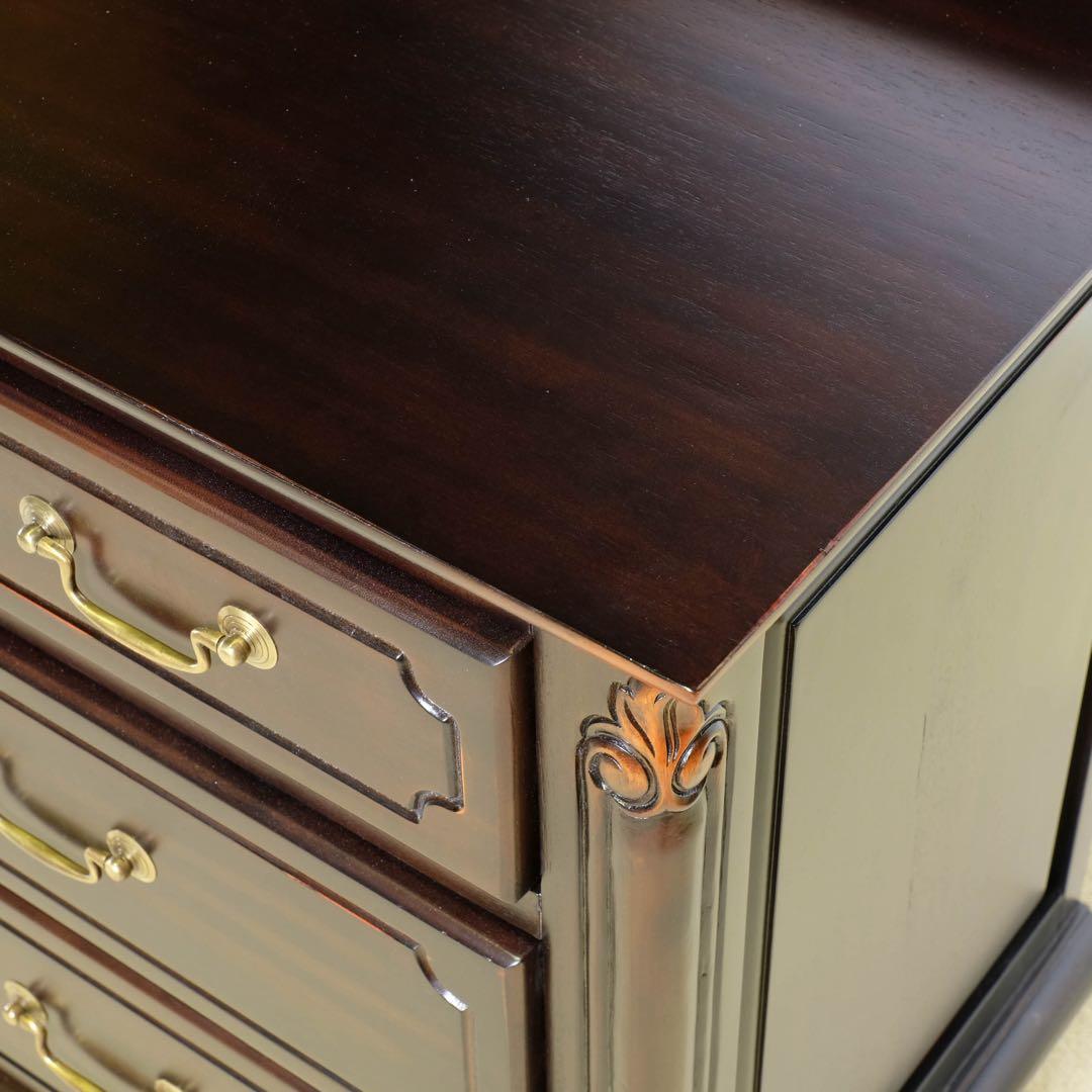 H 新品 アンティーク調 チェスト 110cm タンス リビング収納 衣類収納