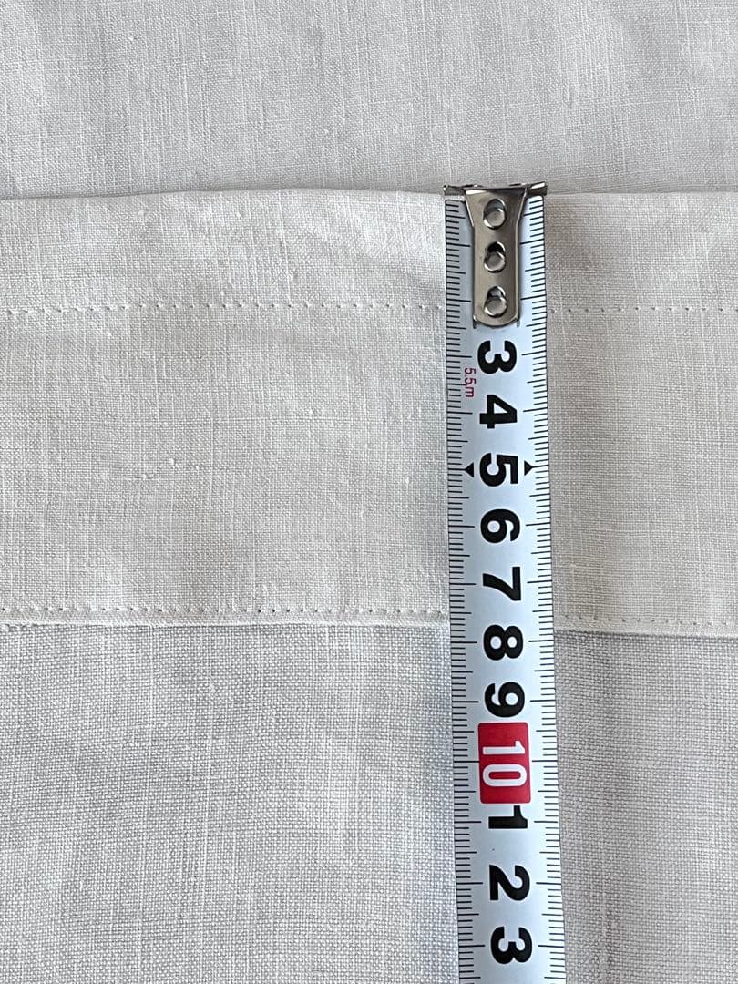 【美品】フランスアンティーク BR手刺繍 ホワイトフリルカフェカーテン 3374