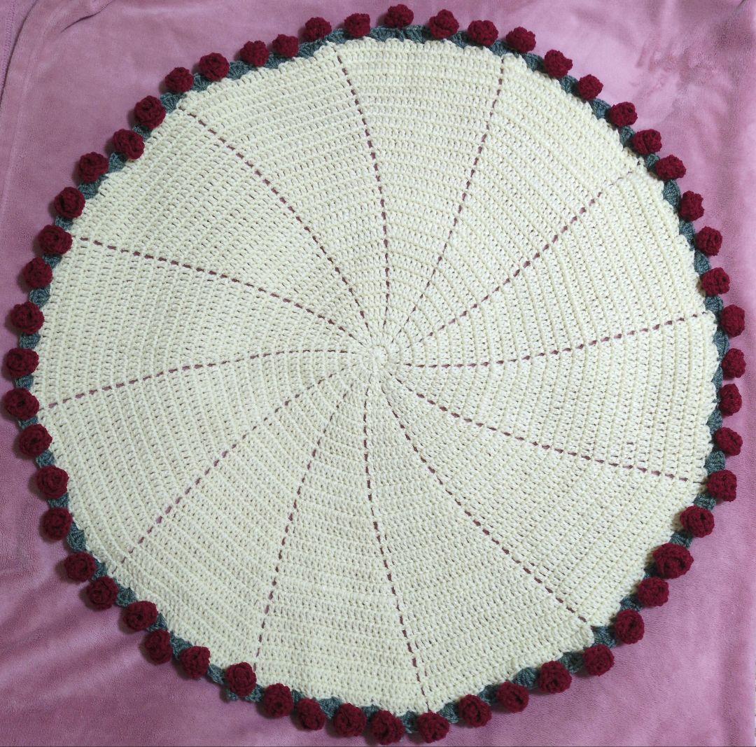 花束ブランケット　バラ　ハンドメイド　かぎ針編み