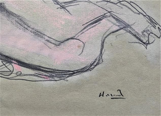 原精一　　鉛筆とパステルによる裸婦デッサン画